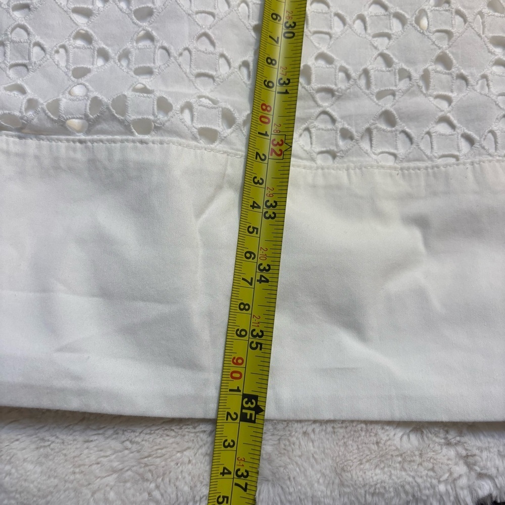 Lands' End Dress Size 4 White Eyelet 3/4 Sleeve Shift Dress Pockets Cotton Lace - Picture 15 of 16